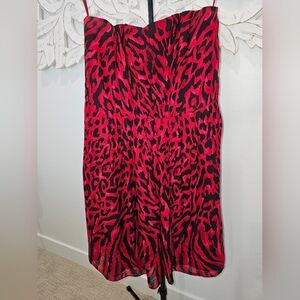 White House Black Market Strapless Red and Black Dress - Size 14